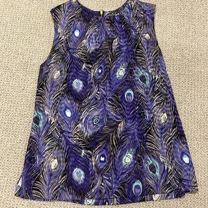 Tory Burch peacock print sleeveless blouse